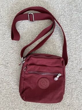 NWOT Kipling Small Burgundy Crossbody Bag with Adjustable Strap